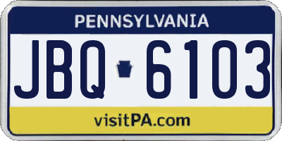 PA license plate JBQ6103
