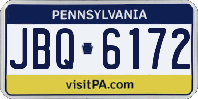 PA license plate JBQ6172
