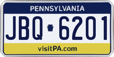 PA license plate JBQ6201