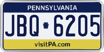 PA license plate JBQ6205