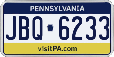 PA license plate JBQ6233