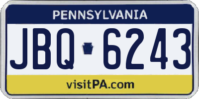 PA license plate JBQ6243