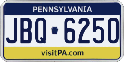 PA license plate JBQ6250