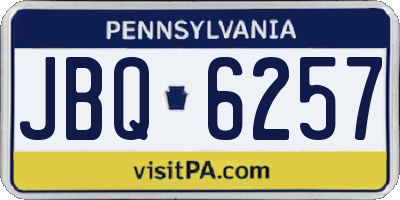 PA license plate JBQ6257