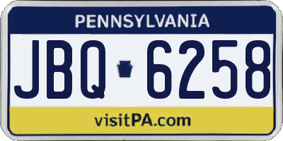 PA license plate JBQ6258