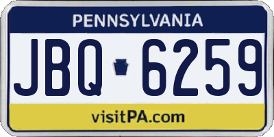 PA license plate JBQ6259