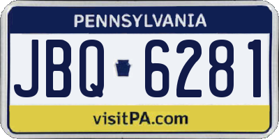 PA license plate JBQ6281