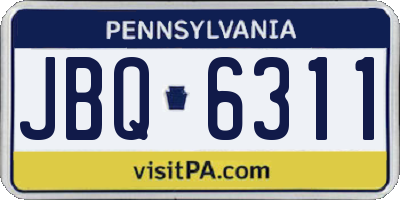 PA license plate JBQ6311