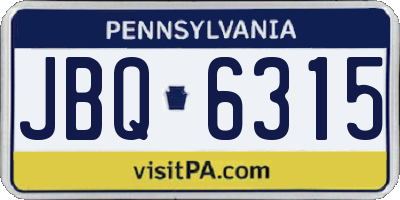 PA license plate JBQ6315