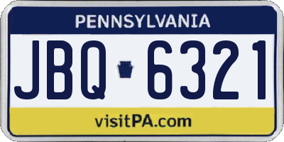 PA license plate JBQ6321