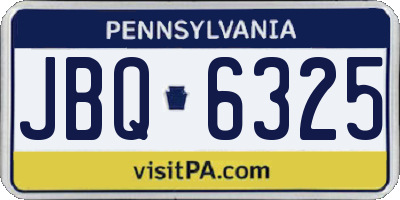 PA license plate JBQ6325