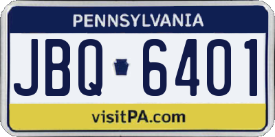 PA license plate JBQ6401