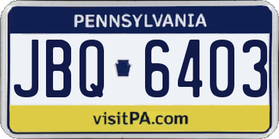 PA license plate JBQ6403