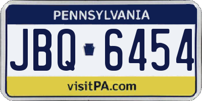 PA license plate JBQ6454