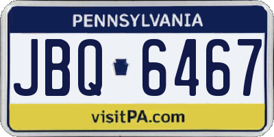 PA license plate JBQ6467
