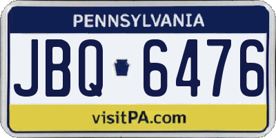 PA license plate JBQ6476