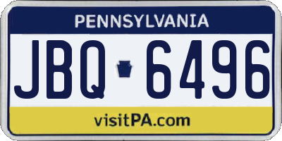 PA license plate JBQ6496