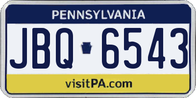 PA license plate JBQ6543