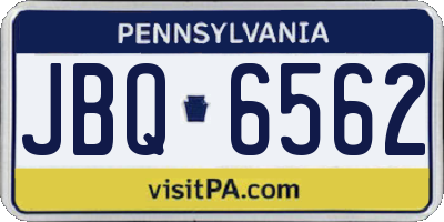 PA license plate JBQ6562
