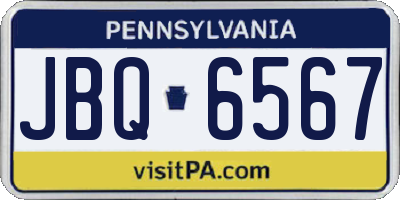 PA license plate JBQ6567