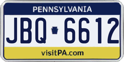 PA license plate JBQ6612