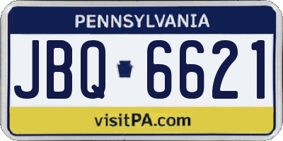 PA license plate JBQ6621