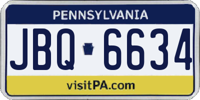 PA license plate JBQ6634