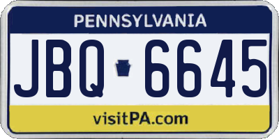 PA license plate JBQ6645