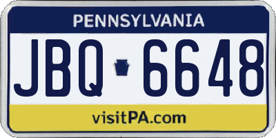 PA license plate JBQ6648