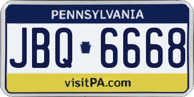 PA license plate JBQ6668