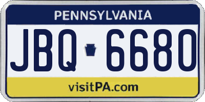 PA license plate JBQ6680