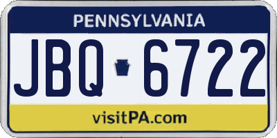 PA license plate JBQ6722