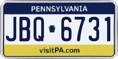 PA license plate JBQ6731