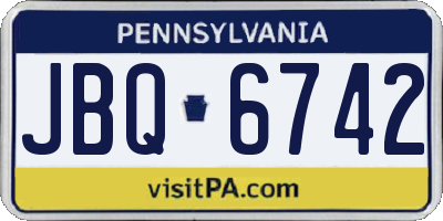 PA license plate JBQ6742