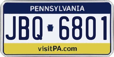 PA license plate JBQ6801