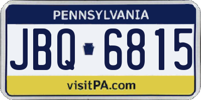 PA license plate JBQ6815