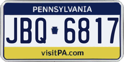 PA license plate JBQ6817
