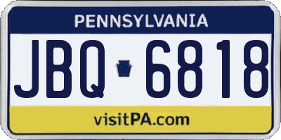 PA license plate JBQ6818