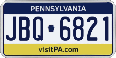 PA license plate JBQ6821