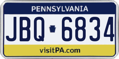 PA license plate JBQ6834