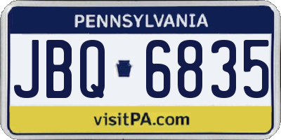 PA license plate JBQ6835