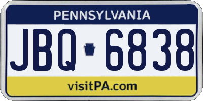 PA license plate JBQ6838