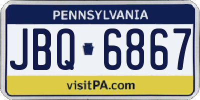 PA license plate JBQ6867