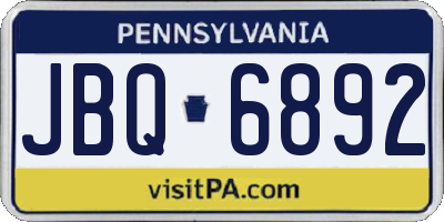 PA license plate JBQ6892