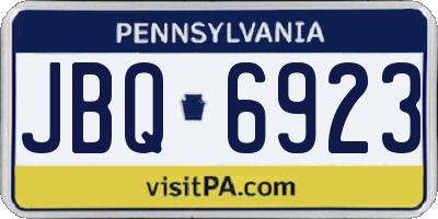 PA license plate JBQ6923