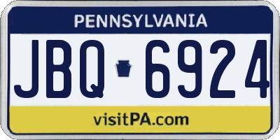 PA license plate JBQ6924