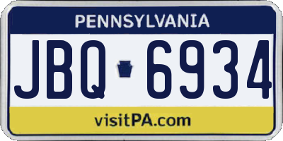 PA license plate JBQ6934