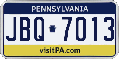 PA license plate JBQ7013