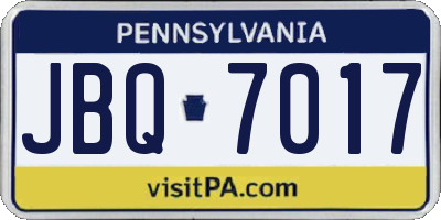 PA license plate JBQ7017