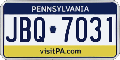 PA license plate JBQ7031
